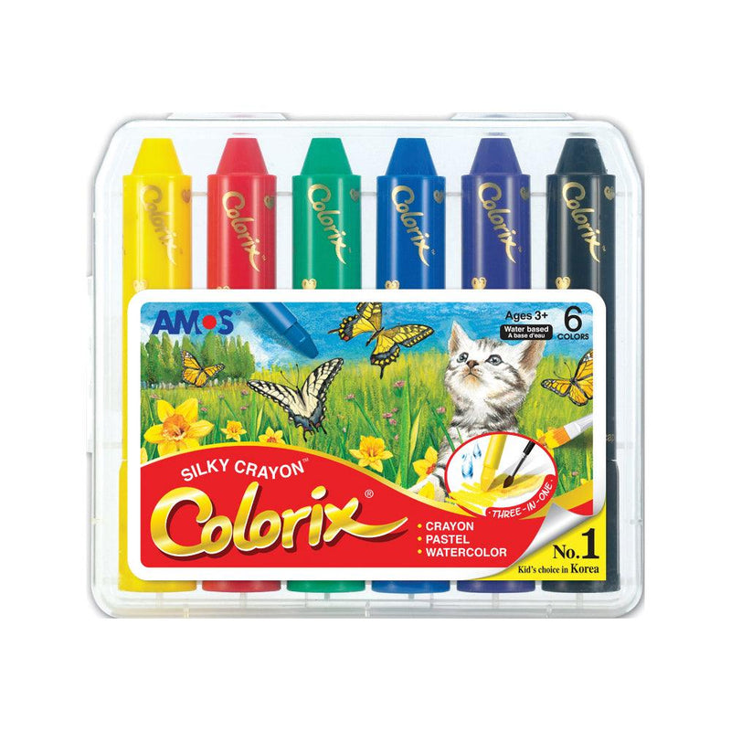 Amos Colorix Silky Crayon Classic Colours Pack 6 - Office Connect 2018