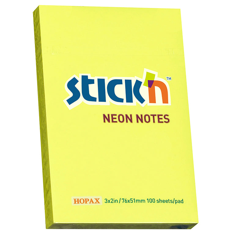 Stick'n Note 76x50mm 100 Sheet Neon Lemon