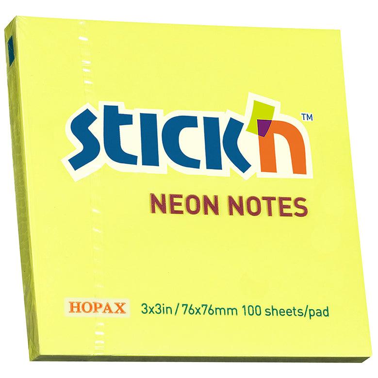 Stick'n Note 76x76mm 100 Sheet Neon Lemon - Office Connect 2018