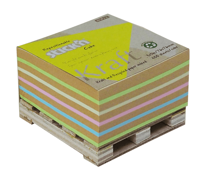 Stick'n Note Cube 76x76mm 400 Sheets Kraft Neon Assorted - Office Connect 2018