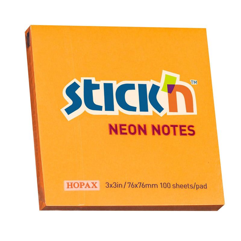 Stick'n Note 76x76mm 100 Sheet Neon Orange - Office Connect 2018