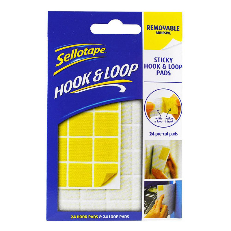 Sellotape Sticky Hook & Loop Pads Removable 20mm 24 Pack - Office Connect 2018