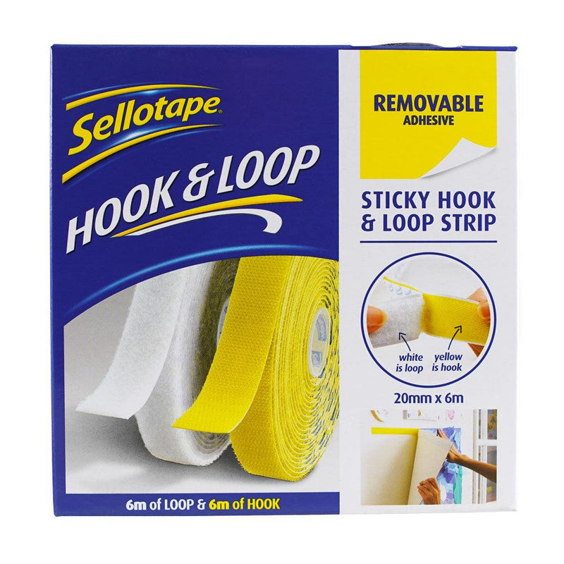 Sellotape Sticky Hook & Loop Strip Removable 20mm x 6m - Office Connect 2018