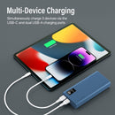 PROMATE 20000mAh Power Bank with Smart LED Display & Super Slim Design. Includes 2x USB-A & 1x USB-C Ports. 2A (Shared) Charging. Auto Voltage Regulation. Charge 3x Devices. Blue Colour. - Office Connect 2018