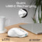 PROMATE Rechargeable Wireless Mouse with BT & RF Connectivity. 800/1200/1600Dpi. Built-in 500mAh Battery. Range Up to 10m. 50cm Charging Cable. USB-C Port. 6x Fully Fuctional Buttons. White