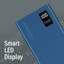 PROMATE 20000mAh Power Bank with Smart LED Display & Super Slim Design. Includes 2x USB-A & 1x USB-C Ports. 2A (Shared) Charging. Auto Voltage Regulation. Charge 3x Devices. Blue Colour. - Office Connect 2018