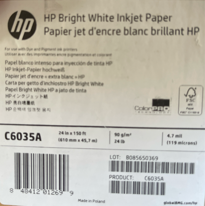 HP Bright White Inkjet Paper (C6035A)