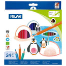 Milan Coloured Pencils Triangular Pack 24 Assorted Colours - Office Connect 2018