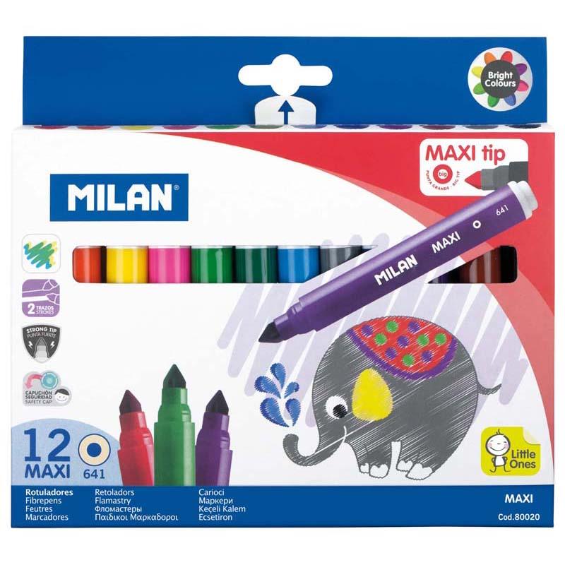 Milan Markers Conic Tip Maxi Pack 12 Assorted Colours - Office Connect 2018