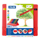 Milan Flexibox Coloured Pencils Triangular Pack 24 Assorted Colours - Office Connect 2018