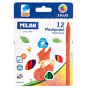 Milan Plastipastel Triangular Pack 12 Assorted Colours - Office Connect 2018