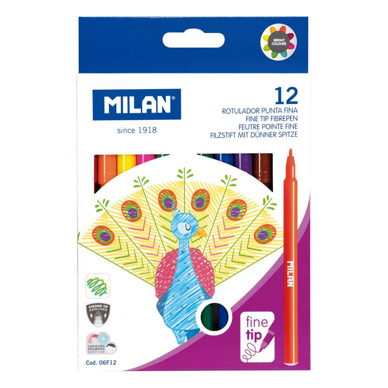 Milan Markers Value Fine Tip Pack 12 Assorted Colours - Office Connect 2018