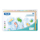 Milan Coloured Pencils Hexagonal Watercolour Metal Box Pack 36 - Office Connect 2018