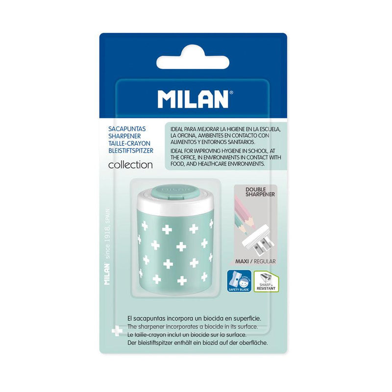 Milan Antibacterial 2 Hole Pencil Sharpener Hangsell Turquoise - Office Connect 2018