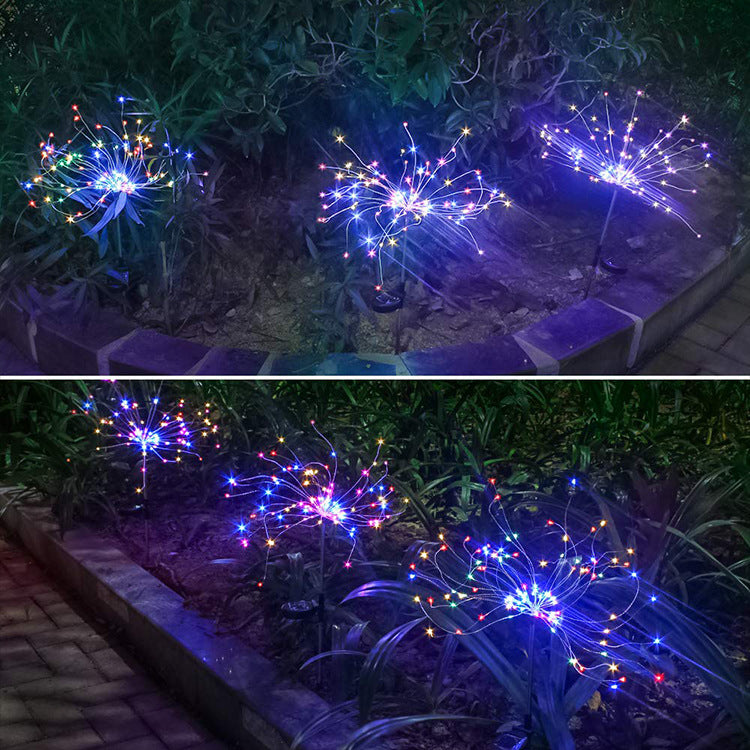 New Ground Plug Solar Fireworks Light LED Light String Copper Wire Outdoor Garden Decoration Star Lights Christmas Lights - Office Connect 2018