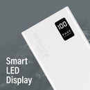 PROMATE 20000mAh Power Bank with Smart LED Display & Super Slim Design. Includes 2x USB-A & 1x USB-C Ports. 2A (Shared) Charging. Auto Voltage Regulation. Charge 3x Devices. White Colour. - Office Connect 2018