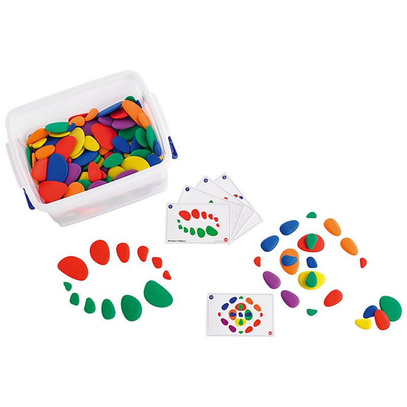 EDX Rainbow Pebbles Classroom Set 252 Pcs 47 Activity Cards In Plastic Container - Office Connect 2018