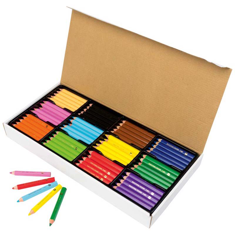 EC Jumbo Pencils Pack 120 Washable Assorted Colours With Sharpener