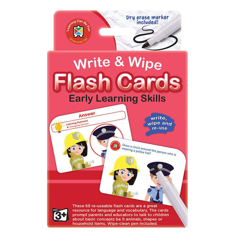 LCBF Write & Wipe Flashcards Early Learning Skills w/Marker - Office Connect 2018