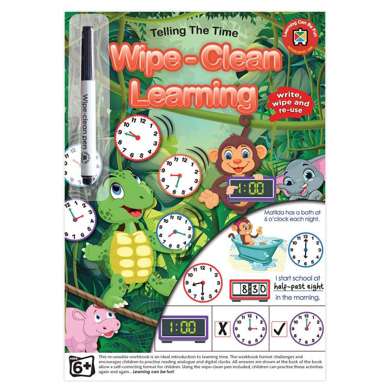 LCBF Wipe Clean Learning Book Telling the Time w/Marker - Office Connect 2018