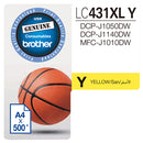 Brother LC431XLY Yellow High Yield Ink Cartridge - Office Connect 2018