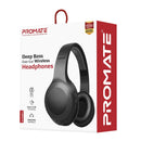 PROMATE Deep Base Bluetooth V5.0 Wireless Over-ear Headphones. Up to 5 Hours Playback, Built-in 200mAh Battery. 10m Operating Distance. Exceptional hi-res Driver Black Colour. - Office Connect 2018