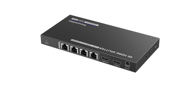 LENKENG 1-In-4-Out 4K@30Hz HDMI Extender. 1x HDMI in & 4x RJ45 out. Compatible with CAT6/6a/7 Cables, Transmit up to 70m, Plug & Play, Wall-mountable, Supports EDID, Includes 1x Transmitter & 4x Rx.