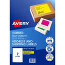 Avery Shipping Label L7168FY Fluoro Yellow 199.6x143.5mm 2up 25 Sheets - Office Connect 2018
