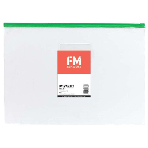 FM Data Wallet A4 Clear PVC With Zip Assorted - Office Connect 2018