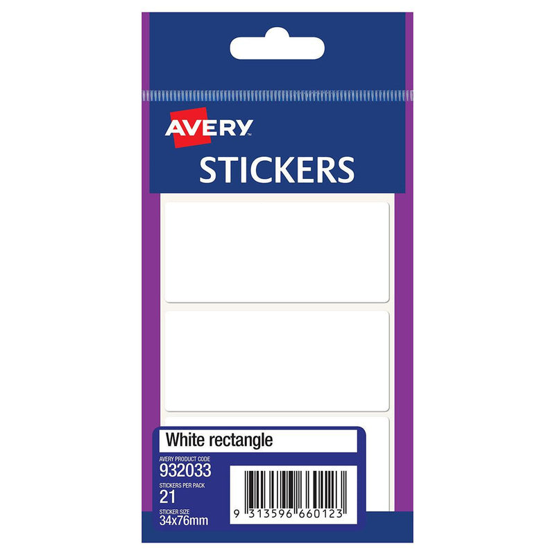 Avery Label White Rectangle 34x76mm 3up 7 Sheets - Office Connect 2018