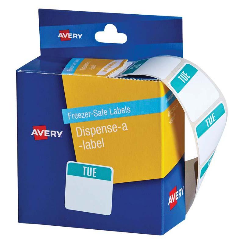 Avery Label Dispenser Tuesday Freezer Safe 24x24mm 100 Pack - Office Connect 2018