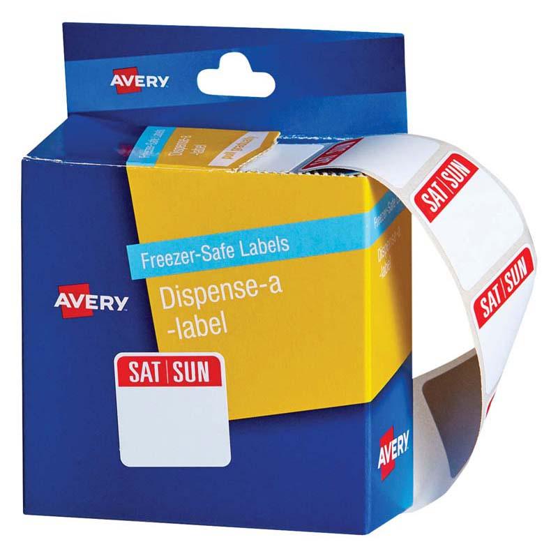 Avery Label Dispenser Sat Sun Freezer Safe 24x24mm 100 Pack - Office Connect 2018