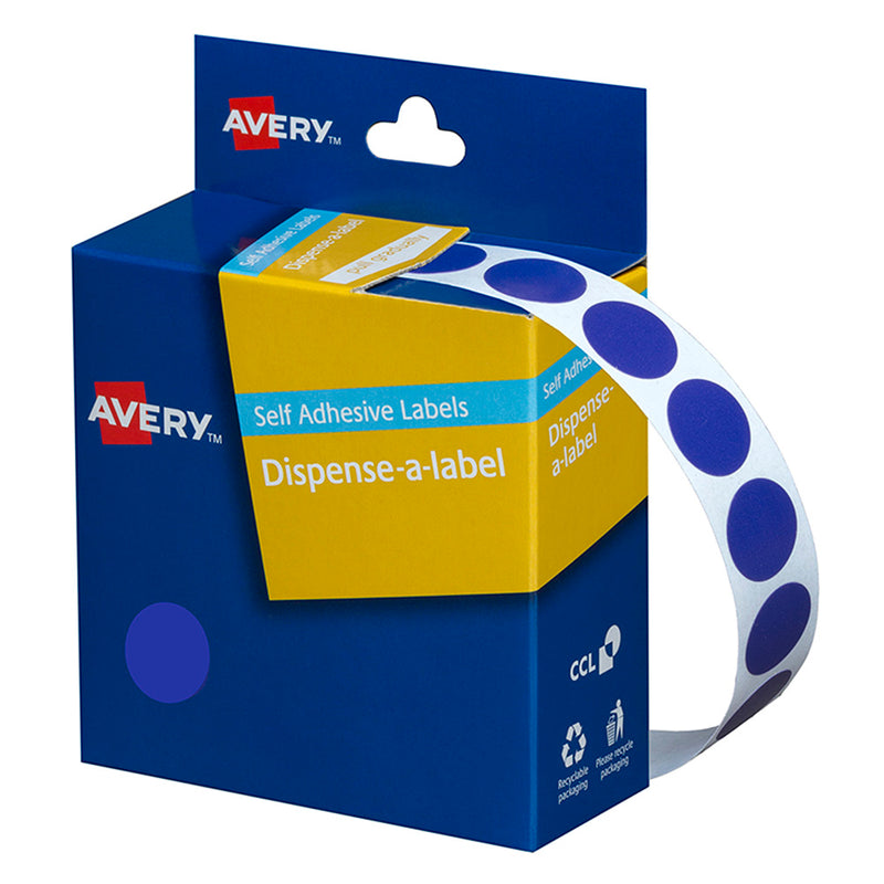 Avery Label Dispenser DMC14B Blue Round 14mm 1050 Pack