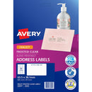Avery Label J8560 Frosted Clear 63.5mmx38.1mm 21up 25 Sheets Inkjet - Office Connect 2018
