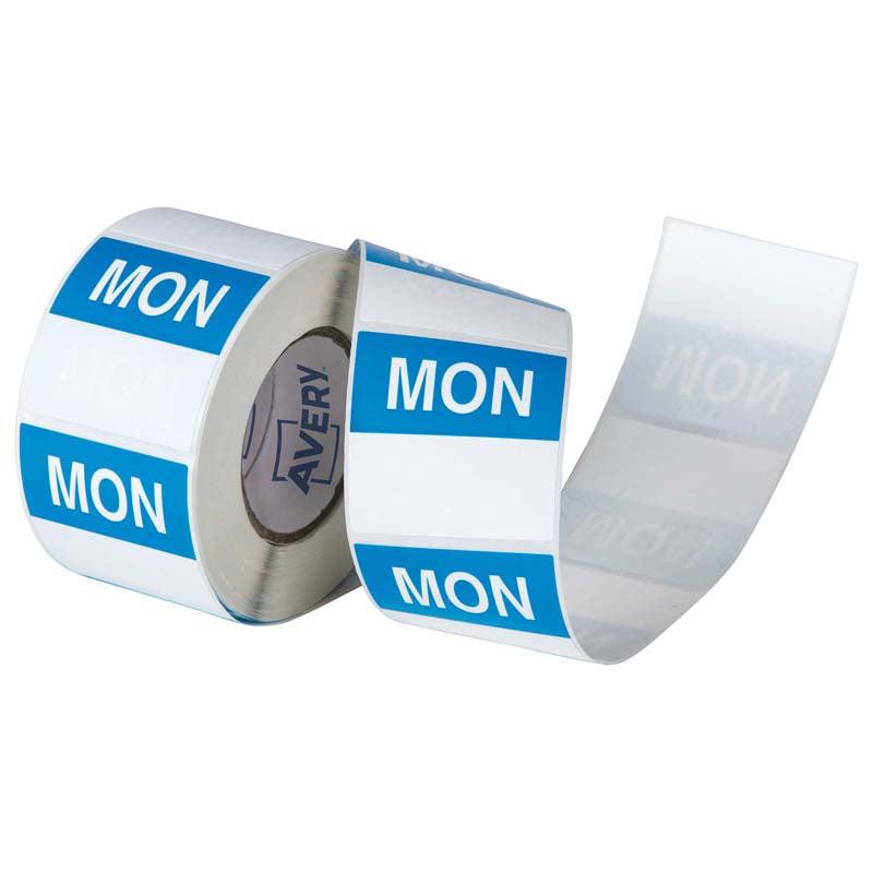 Avery Labels Monday Square Day 40x40mm Blue White 500 Roll - Office Connect 2018