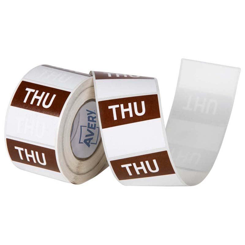 Avery Labels Thursday Square Day 40x40mm Brown White 500 Roll - Office Connect 2018