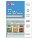 Avery Kitchen & Pantry Labels 66x15mm 20up 4 Sheets - Office Connect 2018