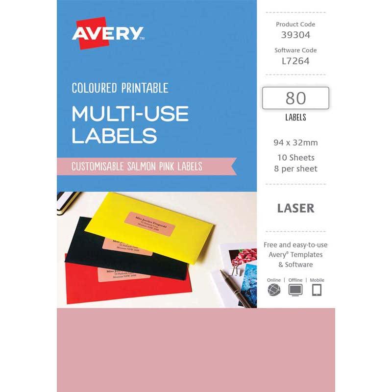 Avery Labels L7264 Salmon 32x94 A5 8up 10 Sheets - Office Connect 2018