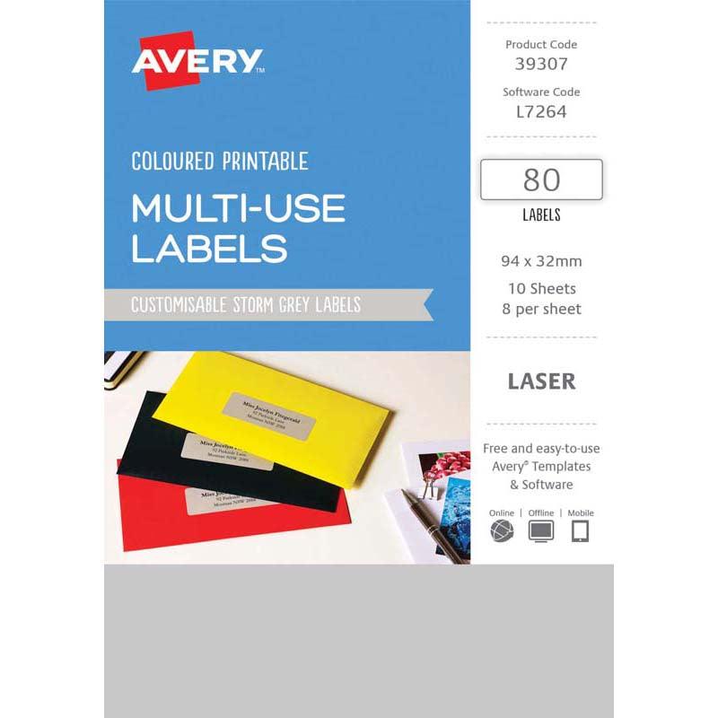 Avery Labels L7264 Storm Grey 32x94 A5 8up 10 Sheets - Office Connect 2018