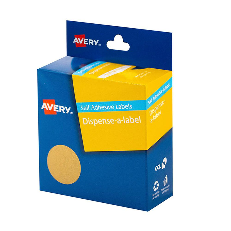 Avery Label Dispenser Kraft Round 24mm 400 Pack - Office Connect 2018