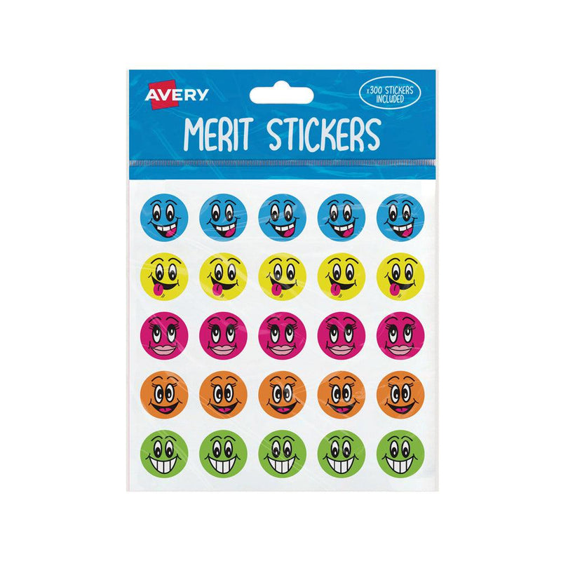 Avery Merit Stickers Smiley Faces Round 22mm 300 Pack - Office Connect 2018