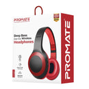 PROMATE Deep Base Bluetooth V5.0 Wireless Over-ear Headphones. Up to 5 Hours Playback, Built-in 200mAh Battery. 10m Operating Distance. Exceptional hi-res Driver Black/Red Colour. - Office Connect 2018