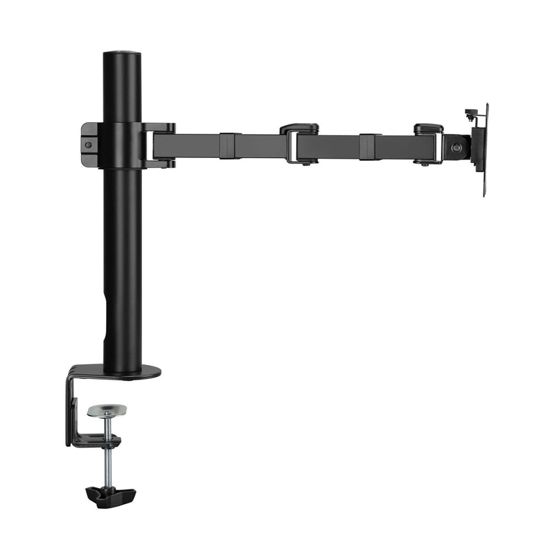 BRATECK 17"-32" Single Monitor Articulating Arm. Max Load: 12kg, VESA 75xx75 & 100x100. Extend, Tilt and Swivel. Detachable VESA Plate, Hidden Cable Management, Matte Black