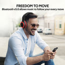 PROMATE Deep Base Bluetooth V5.0 Wireless Over-ear Headphones. Up to 5 Hours Playback, Built-in 200mAh Battery. 10m Operating Distance. Exceptional hi-res Driver Black/Red Colour. - Office Connect 2018
