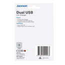 JACKSON 3.4A Dual Port In-Car Phone Charger with 2x USB-A Ports. Fast Charge 2 Devices Simultaneously. Compact Design. Black Colour. - Office Connect 2018