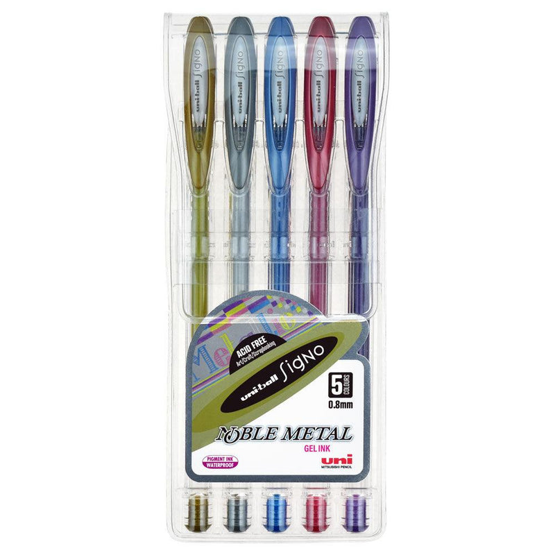 Uni-ball Signo Noble 0.8mm Metal Capped Pack 5 Asstd UM-120 - Office Connect 2018