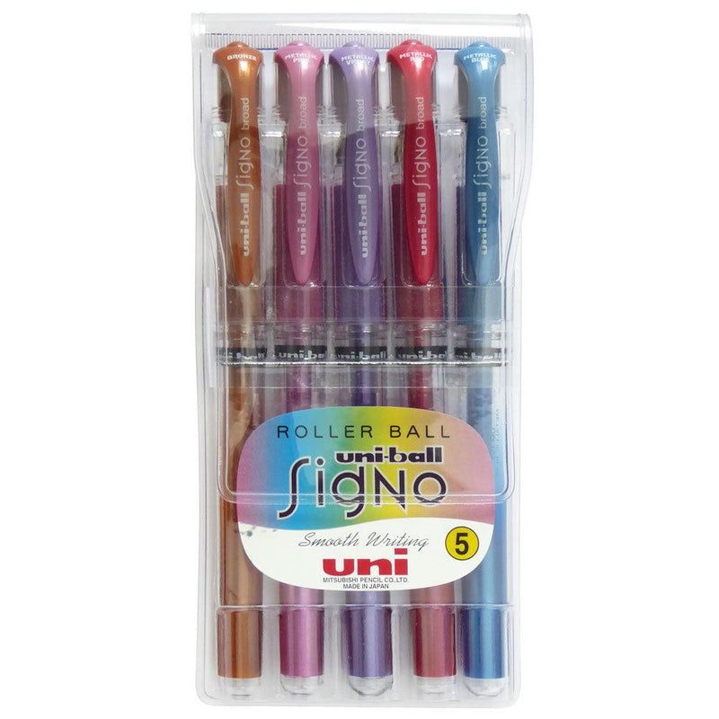 Uni-ball Signo Broad Metallic 1.0mm Hangsell Capped Pack 5 Asstd UM-153 - Office Connect 2018