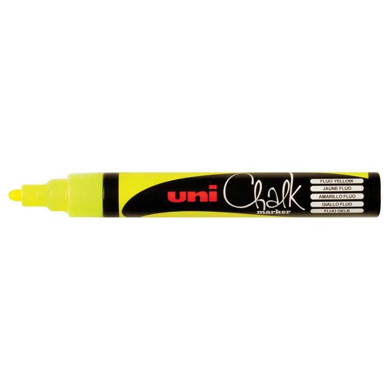 Uni Chalk Marker 1.8-2.5mm Bullet Tip Fluoro Yellow PWE-5M