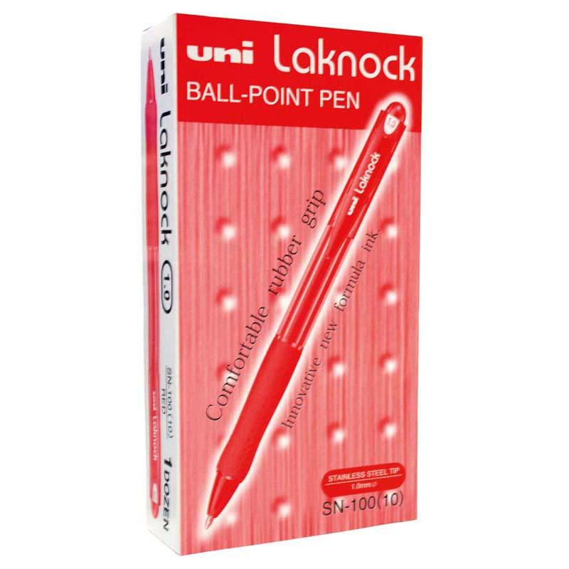 Uni Laknock 1.0mm Retractable Medium Red SN-100 - Office Connect 2018