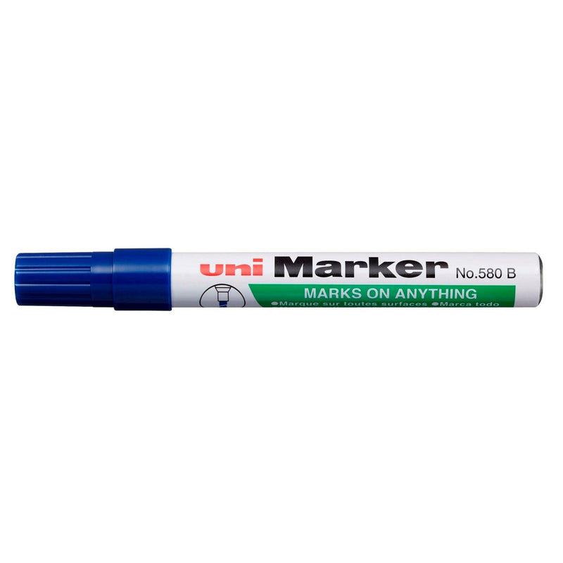 Uni Permanent Chisel Tip Marker Blue 580 - Office Connect 2018